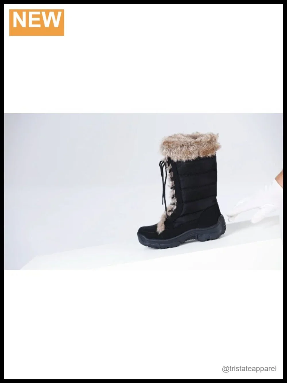Women's Waterproof Fur Cuff Mid-Calf Lace Up Snow Boots